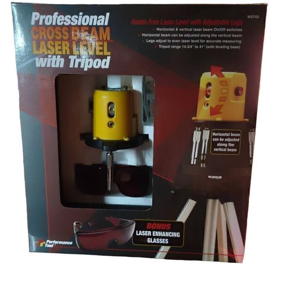 Performance Tool Professional Cross Beam Laser Level With Tripod - Picture 1 of 14
